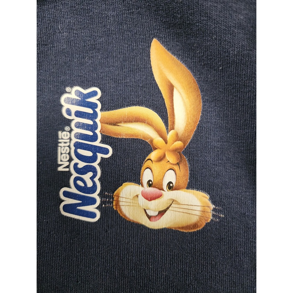 Nestle Nesquik Hoodie Mens M Keep on Chuggin Quicky Bunny Y2K Retro Navy Blue - Picture 2 of 11